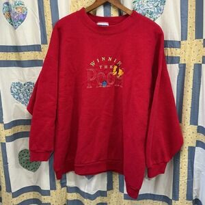 Vintage Disney Winnie the Pooh Red Embroidered Crewneck Sweatshirt Size 2X